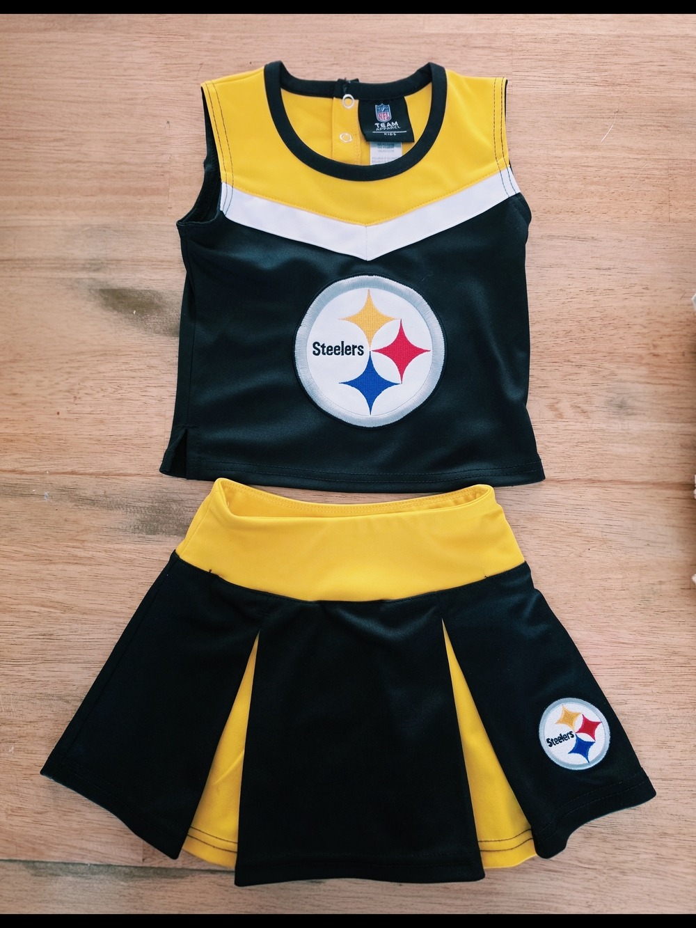 NFL Steelers Girls Cheer Outfit in Black, Yellow & White - 3T